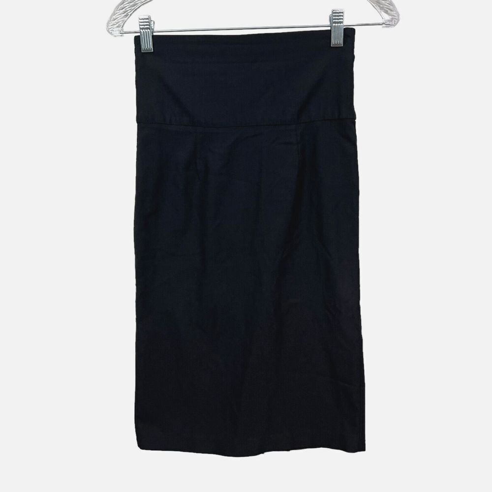 Janette John 3:16 Womens Pencil Skirt Stretch Vented Slit Back Zip Black Sz XS *